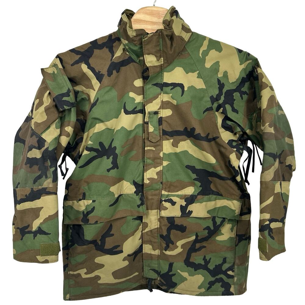 VTG 90s Men's Military Camo Gore-Tex Jacket ECWCS Cold Weather Parka~ Large Long